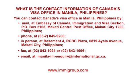 Visa office in Manila, Philippines .